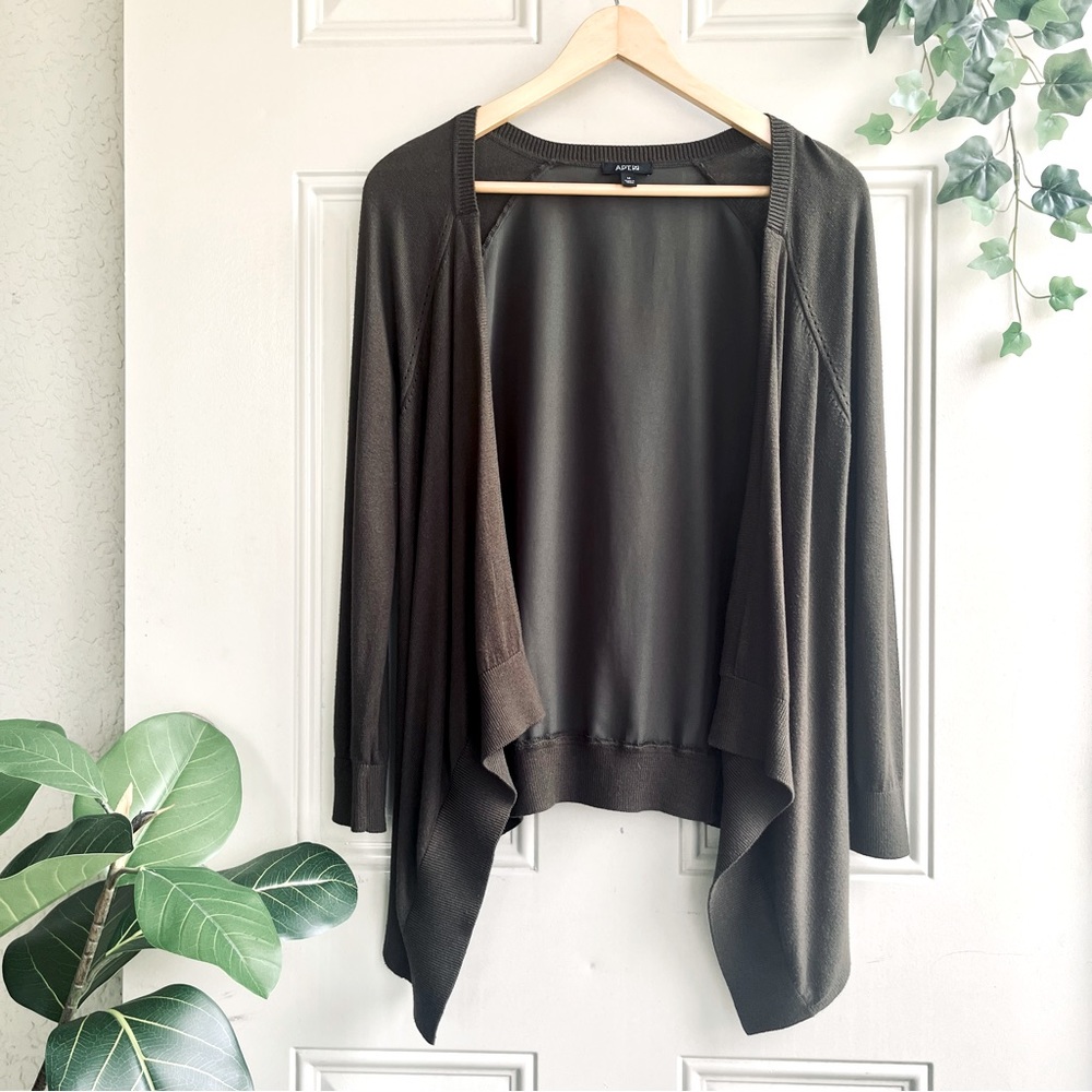Apt. 9 Women’s M Dark Green Waterfall Open Cardigan